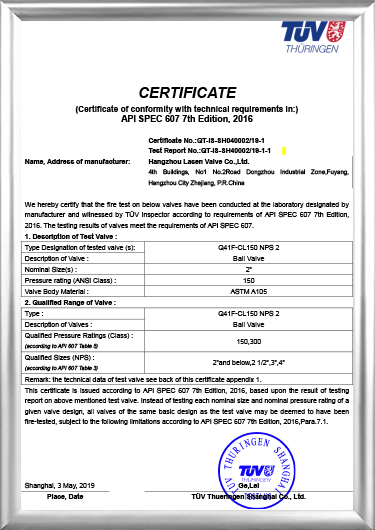 API607-brandcertificering (Q41F-CL150 NPS 2)