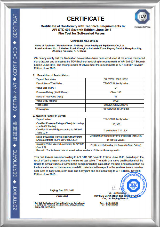 API607-brandcertificering (BR.W73/150LB NPS2)