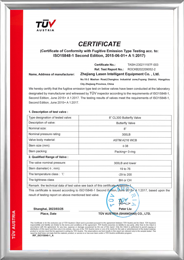 TUV ISO15848-certificaat (8 